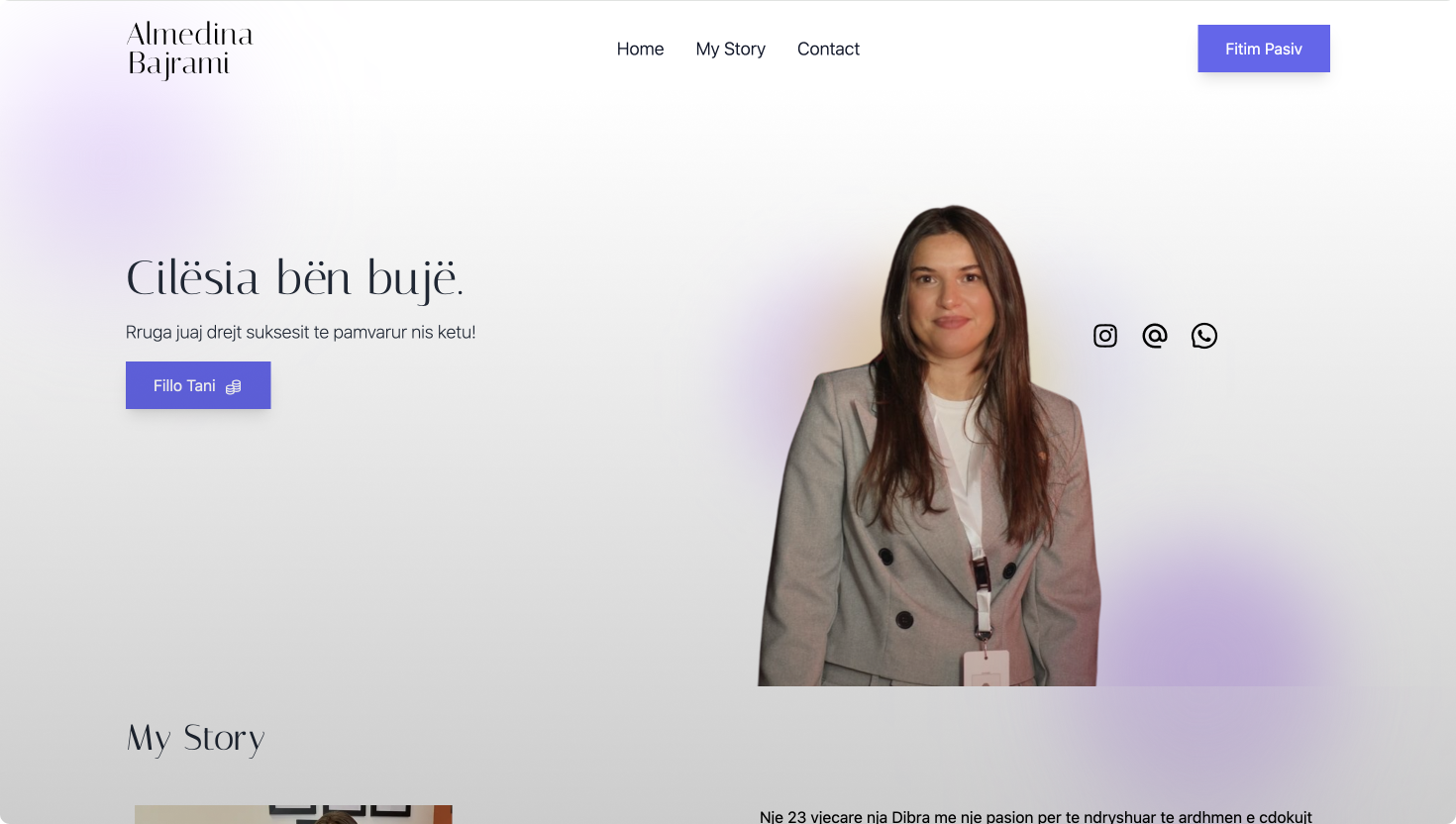 Screenshot of the Personal Brand Website application interface