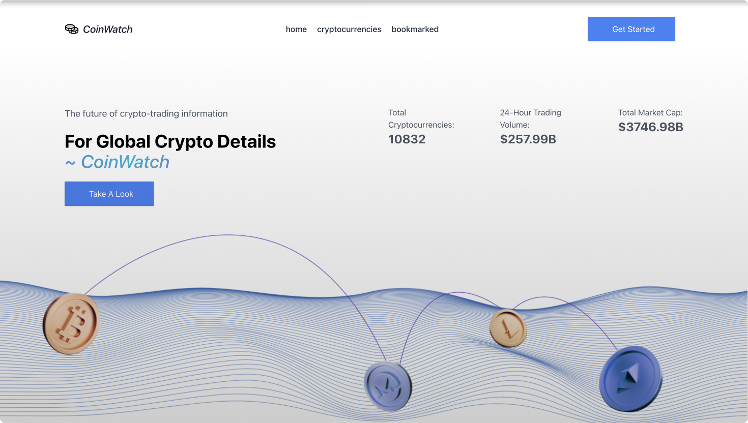 Screenshot of the Public API Coinwatch application interface
